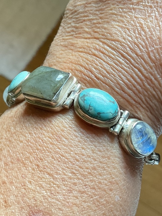 Sterling Silver 925 bracelet Jewelry - NWOT Sterling Silver 925 Turquoise Labradorite Moon Stone Bracelet
